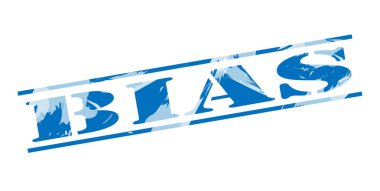 Beyaz arka plan üzerinde önyargı mavi pul