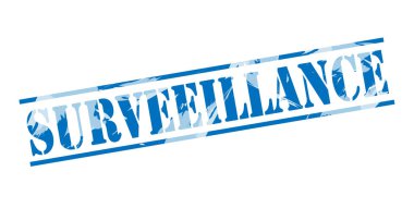 surveeilance mavi pul beyaz arka plan üzerinde