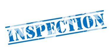 beyaz zemin üzerine mavi muayene damgası