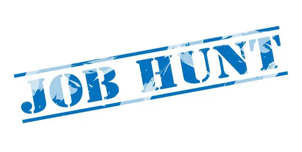 Job Hunt Blue Stamp White Background — Stock Photo, Image