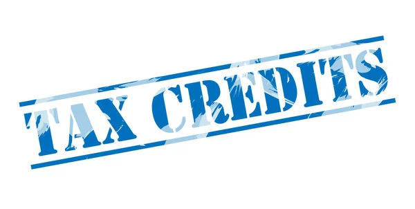 Tax Credits Blue Stamp White Background — Stock Photo, Image