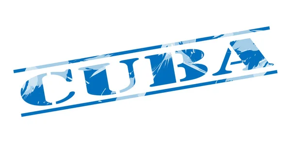 Cuba Blauwe Stempel Witte Achtergrond — Stockfoto
