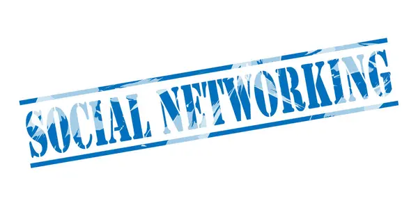 Social Networking Timbro Blu Sfondo Bianco — Foto Stock