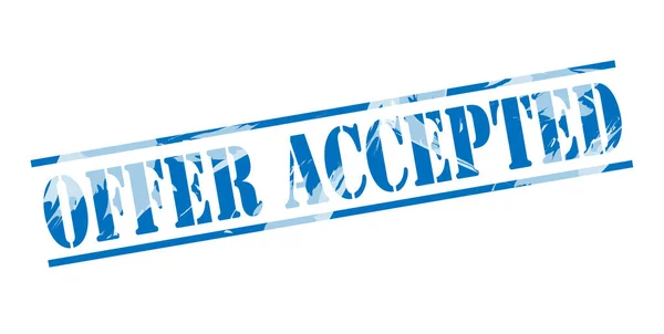 Offer Accepted Blue Stamp White Background — Stock Photo, Image