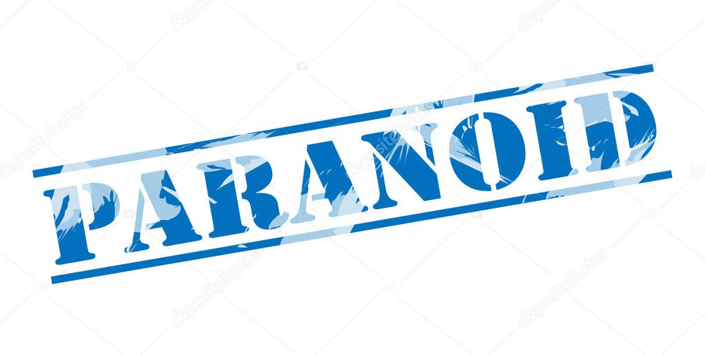 paranoid blue stamp on white background