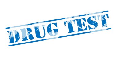 uyuşturucu testi mavi pul beyaz arka plan üzerinde