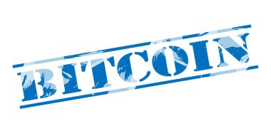 Bitcoin mavi pul beyaz arka plan üzerinde