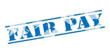 Beyaz arka plan adil ödeme mavi damgası