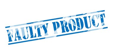 Beyaz arka plan üzerinde hatalı ürün mavi pul