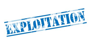 Beyaz arka plan üzerinde sömürü mavi pul