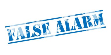 Beyaz arka plan üzerinde yanlış alarm mavi pul