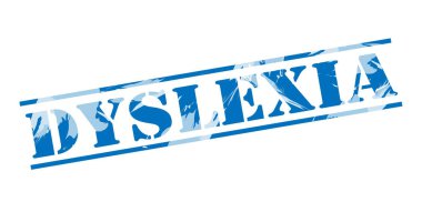 Disleksi mavi pul beyaz arka plan üzerinde