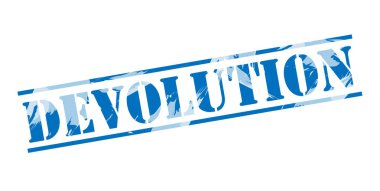 Beyaz arka plan üzerinde yetki devri mavi pul