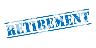 beyaz zemin üzerine emeklilik mavi pul