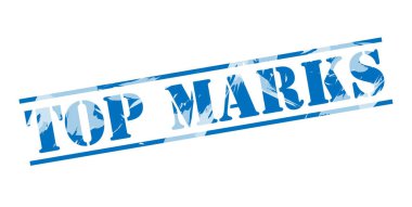 Beyaz arka plan üzerinde üst işaretleri mavi pul