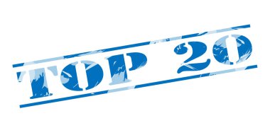Top 20 damga beyaz zemin üzerine mavi