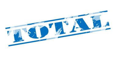 Beyaz arka plan üzerinde toplam mavi pul