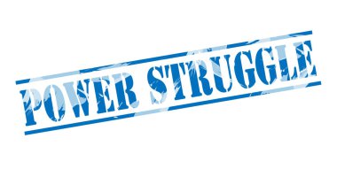 Beyaz arka plan üzerinde güç mücadele mavi pul 