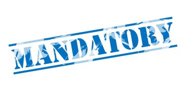 Beyaz arka plan üzerinde zorunlu mavi pul