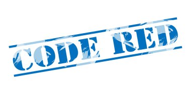 beyaz zemin üzerine kırmızı alarm mavi pul