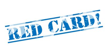 kırmızı kart! beyaz zemin üzerine mavi pul