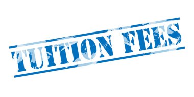 Eğitim ücretleri damga beyaz zemin üzerine mavi