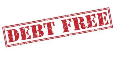 Beyaz arka plan üzerinde izole borç ücretsiz kırmızı pul