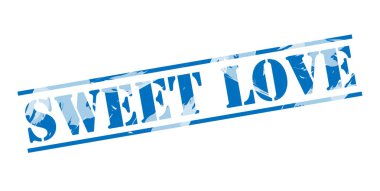 Beyaz arka plan üzerinde tatlı aşk mavi pul 