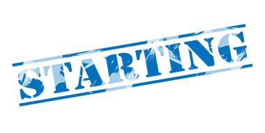 beyaz zemin üzerine mavi pul başlangıç 