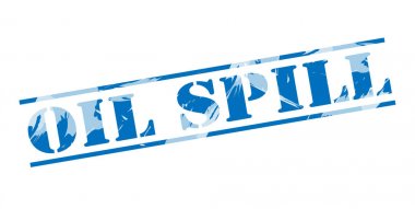 Petrol Yayılımı beyaz zemin üzerine mavi pul