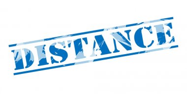 beyaz zemin üzerine mavi mesafe damgası