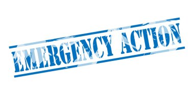 Acil durum mavi pul beyaz arka plan üzerinde