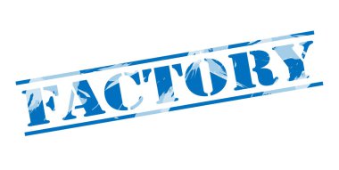 Beyaz arka plan üzerinde fabrika mavi pul