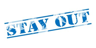 beyaz zemin üzerine mavi pul uzak durun