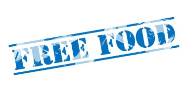 Beyaz arka plan üzerinde ücretsiz gıda mavi damga