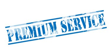 Beyaz arka plan üzerinde sigorta primi hizmet mavi pul