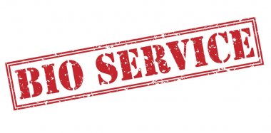 Beyaz arka plan üzerinde izole biyo hizmet kırmızı pul