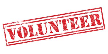 Beyaz arka plan üzerinde gönüllü kırmızı pul