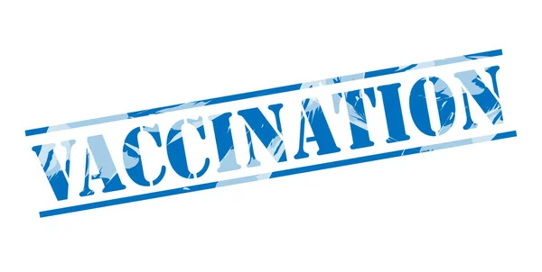 Timbre Bleu Vaccination Sur Fond Blanc — Photo