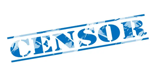 Censor Sello Azul Sobre Fondo Blanco — Foto de Stock