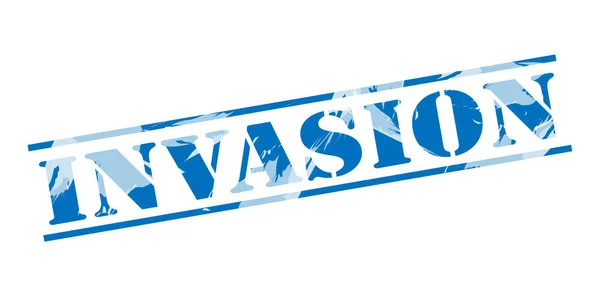 Invasion Blue Stamp White Background — Stock Photo, Image