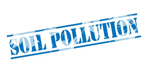 Poluição Solo Carimbo Azul Sobre Fundo Branco — Fotografia de Stock