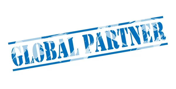 Partner Globale Timbro Blu Sfondo Bianco — Foto Stock