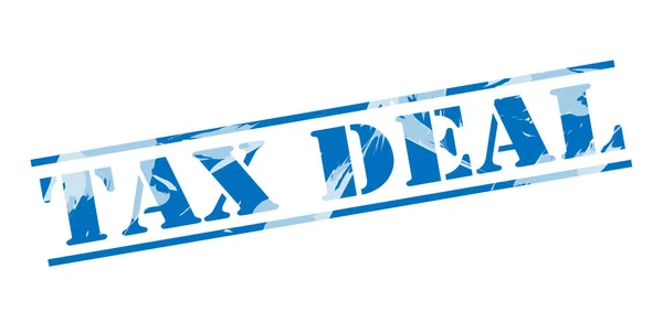Beyaz Arka Plan Üzerinde Vergi Anlaşma Mavi Pul — Stok fotoğraf