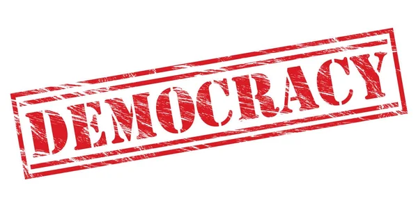 Democracia Carimbo Vermelho Fundo Branco — Fotografia de Stock
