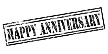 mutlu yıldönümü siyah pul beyaz arka plan üzerinde