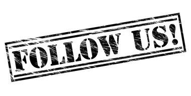 Beyaz arka plan üzerinde siyah pul bizi takip edin