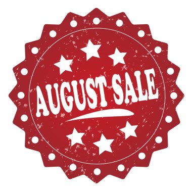 Ağustos Satılık kırmızı grunge damgası