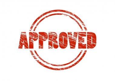 beyaz zemin üzerine kırmızı pul onaylı