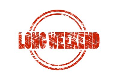 uzun hafta sonu kırmızı pul beyaz arka plan üzerinde